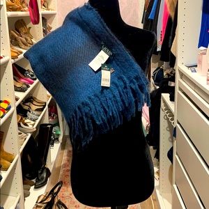 Blue and black “black watch” plaid scarf